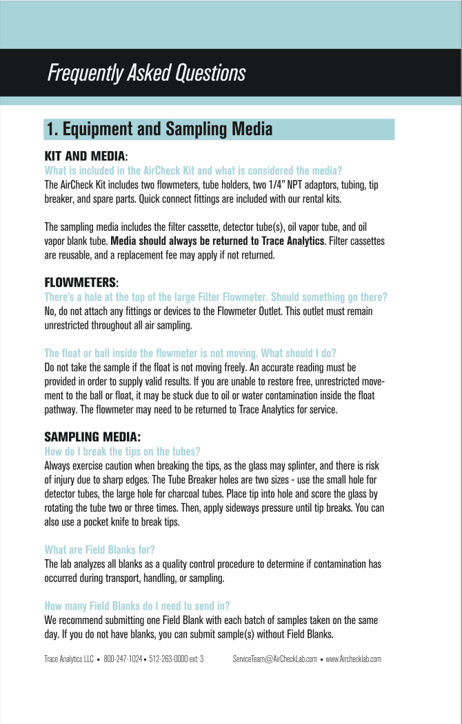 AirCheck Kit Troubleshooting Guide K810 equipment