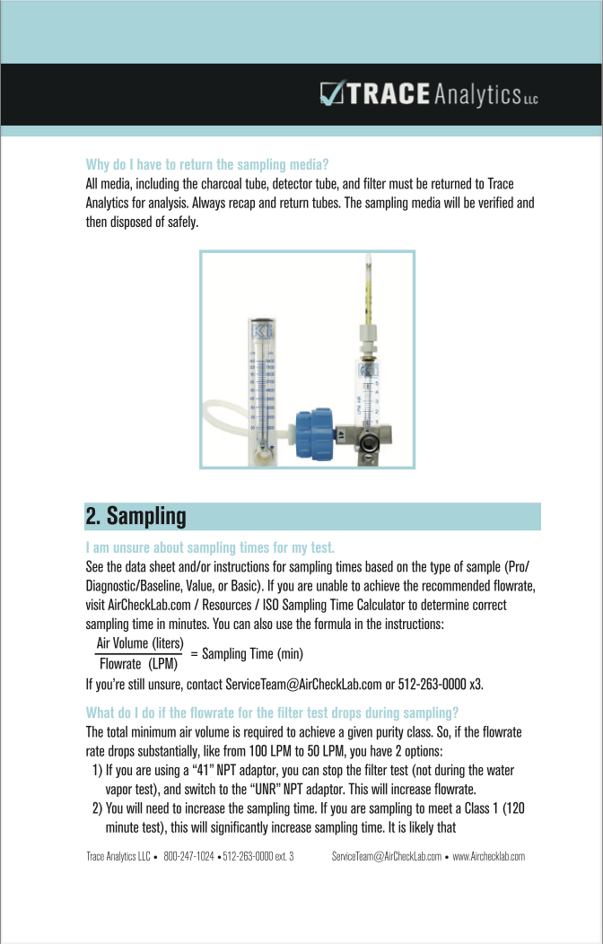 AirCheck Kit Troubleshooting Guide K810 sampling