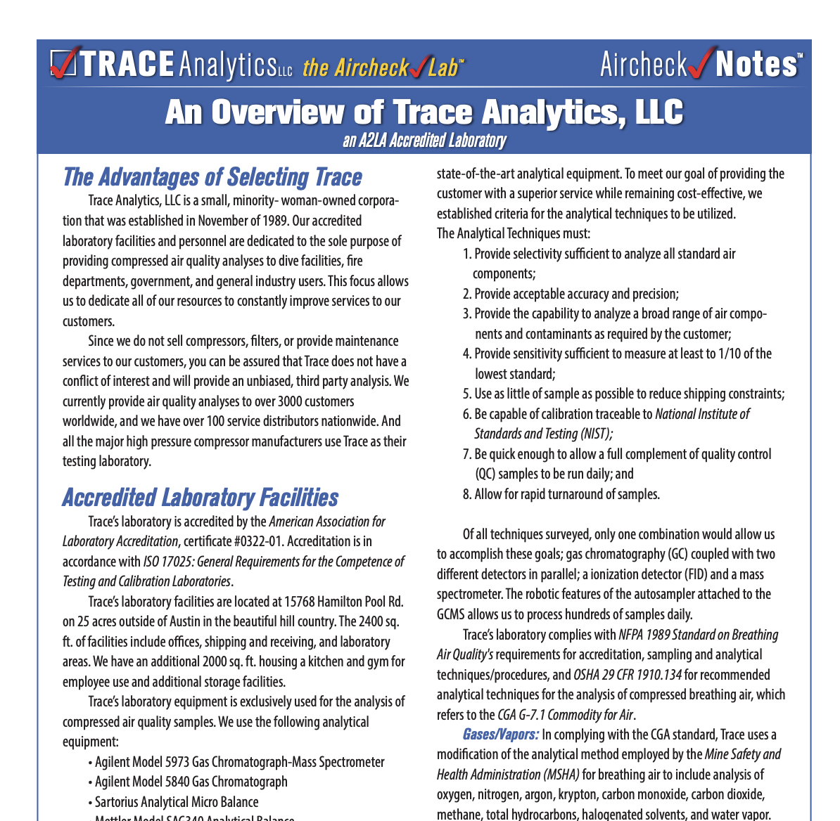 Trace Analytics Compressed Air Testing Overview